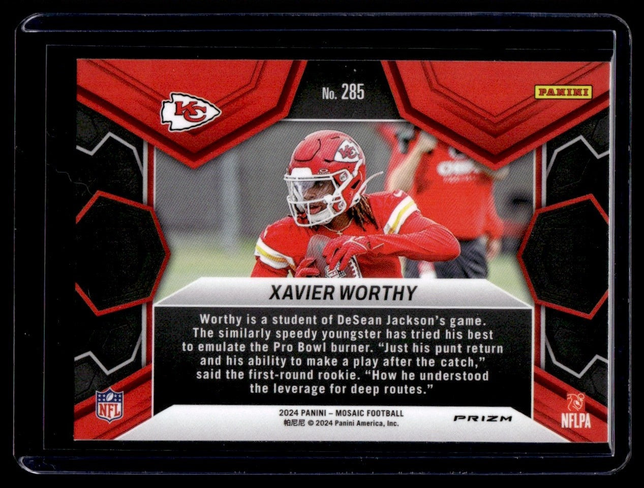 2024 Panini Mosaic NFL Debut Honeycomb Xavier Worthy #285 RC