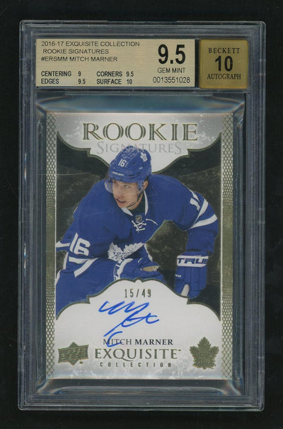 2016-17 Exquisite Collection Mitch Marner Rookie Signatures Auto #ERS-MM /49 BGS 9.5