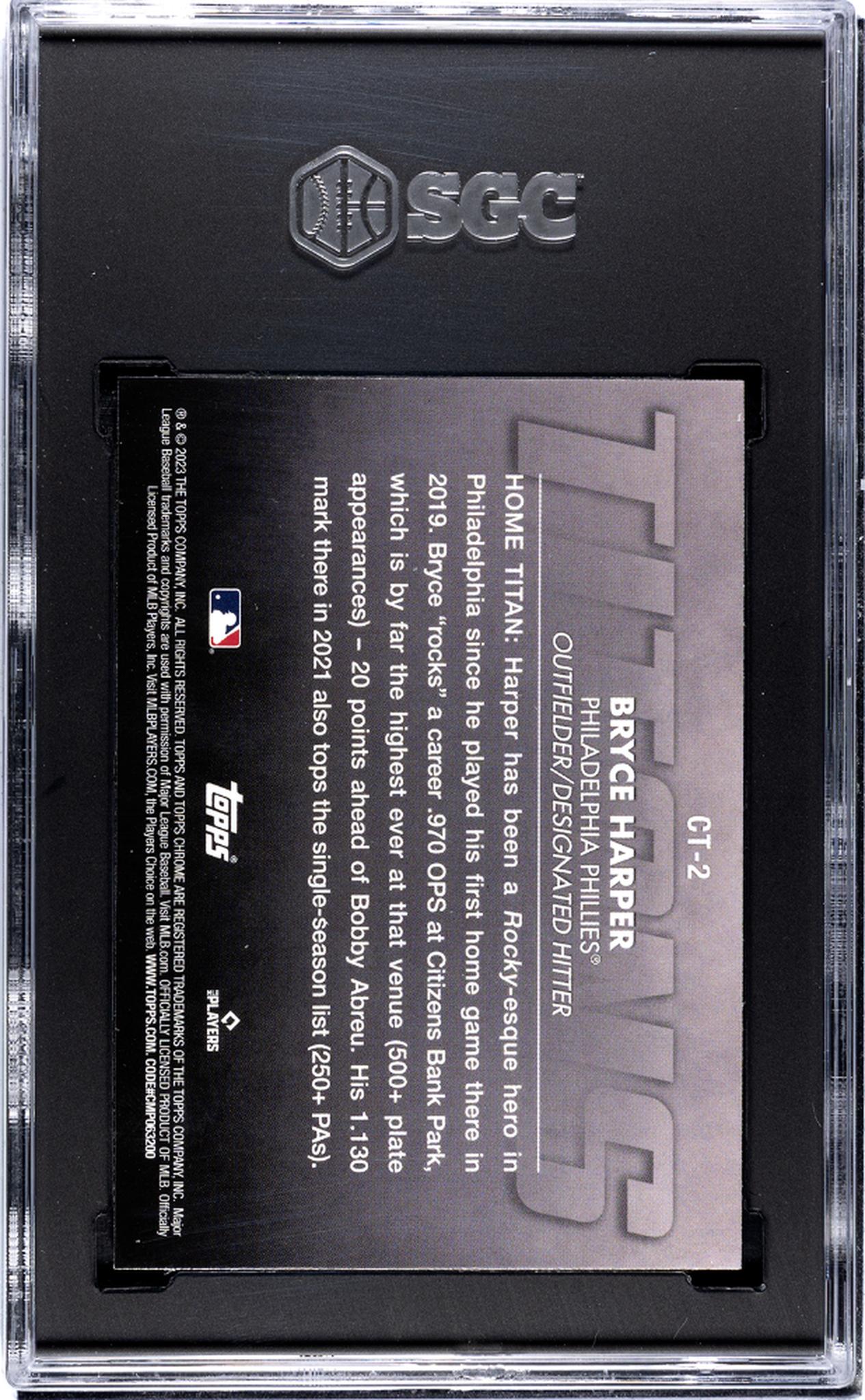 2023 Topps Chrome #CT-2 Bryce Harper Chr. Titans SGC 9