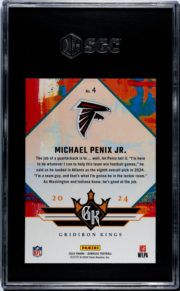 2024 Panini Donruss Rookie Gridiron Kings Michael Penix Jr. #4 SGC 9.5