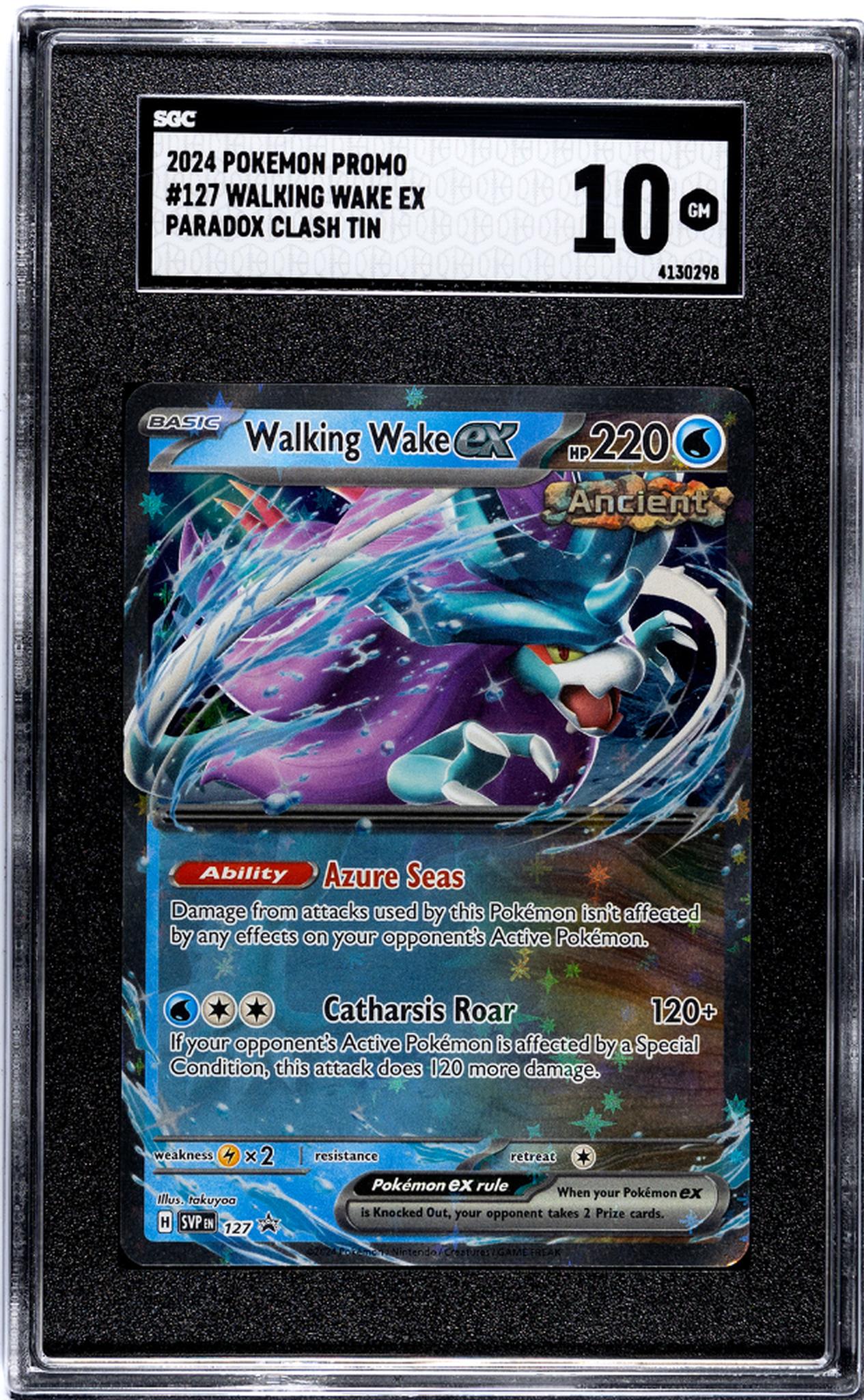 2024 Pokemon #127 Walking Wake EX Paradox Clash Tin SGC 10