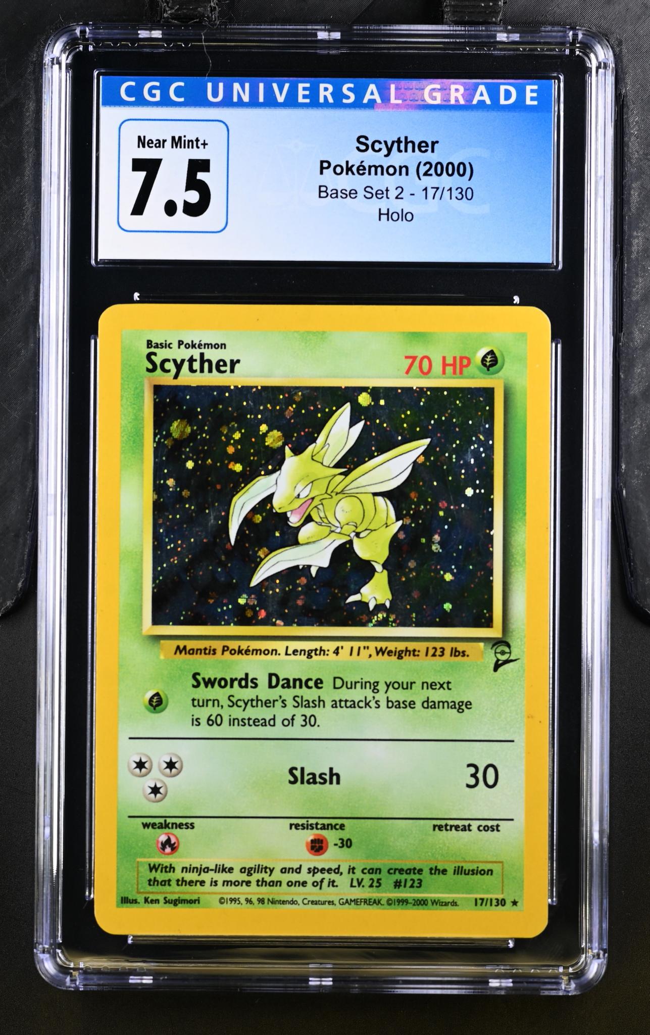 2000 Pokemon #17/130 Scyther Base Set 2 CGC 7.5