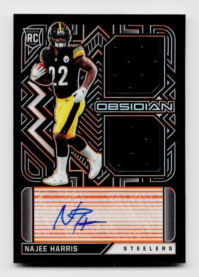 2021 Panini Obsidian Najee Harris #RJI-NH Rookie Dual Patch Auto RC Orange Etch /99