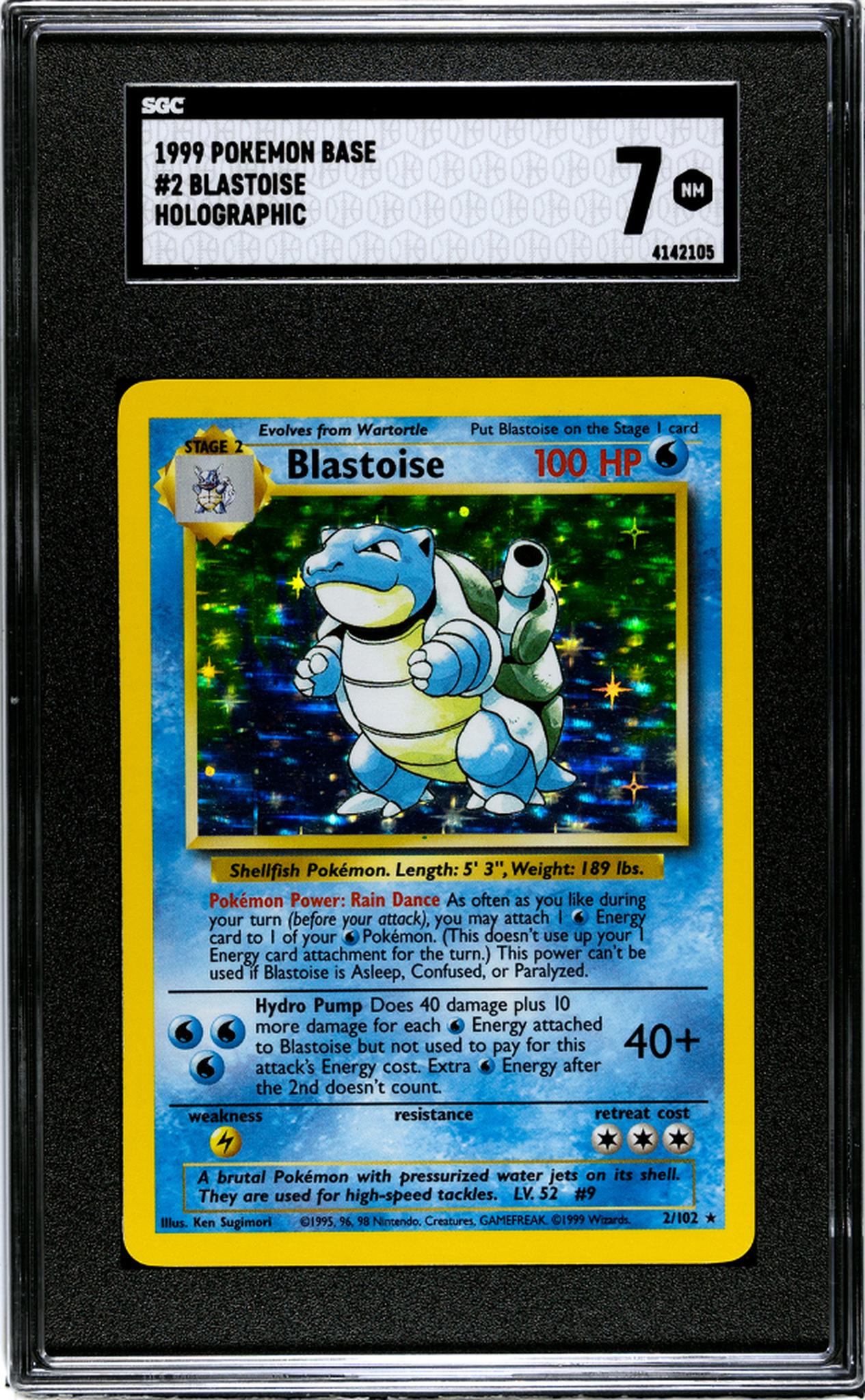 1999 Pokemon Base #2 Blastoise Holographic SGC 7