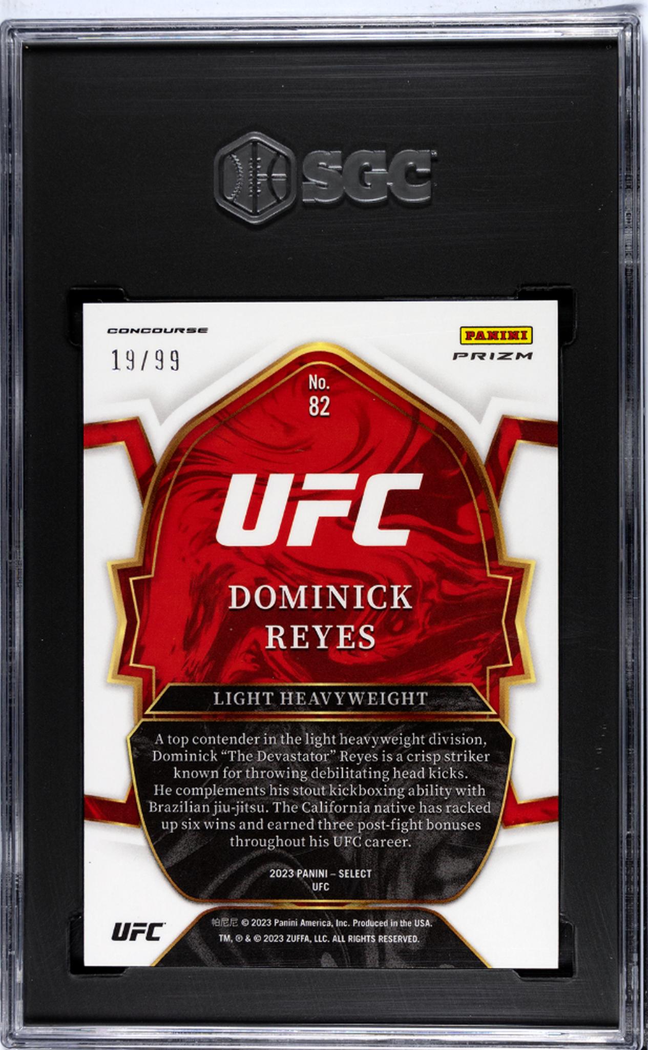 2023 Panini Select Red Disco Prizm Dominick Reyes #82 /99 SGC 9.5