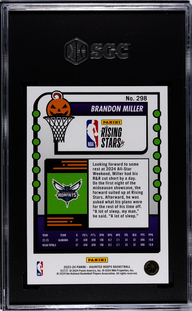 2023 NBA Hoops #298 Brandon Miller Haunted Hoops SGC 9.5