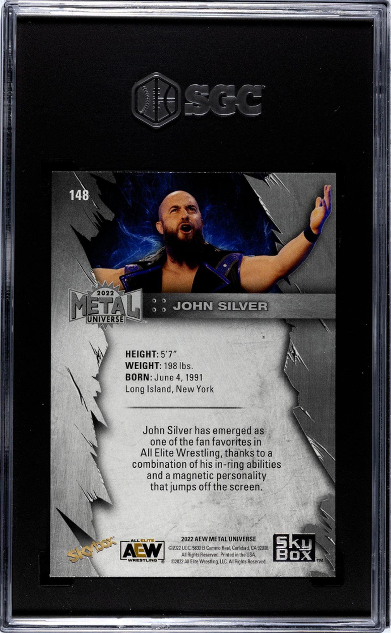 2022 Skybox Metal Universe Aew #148 John Silver Blue Spectrum SGC 9.5