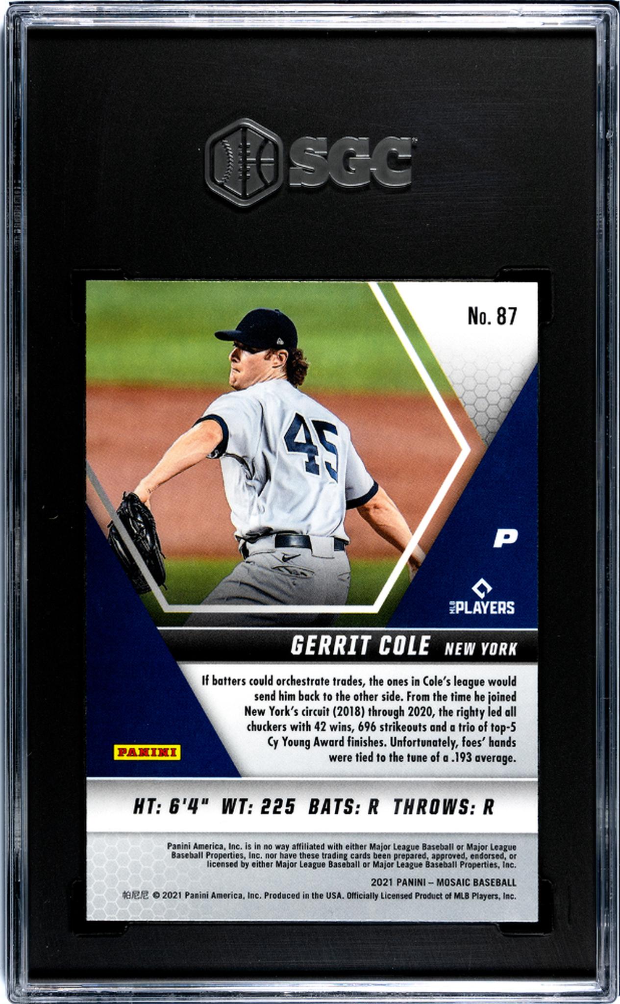 2021 Panini Mosaic #87 Gerrit Cole SGC 9.5