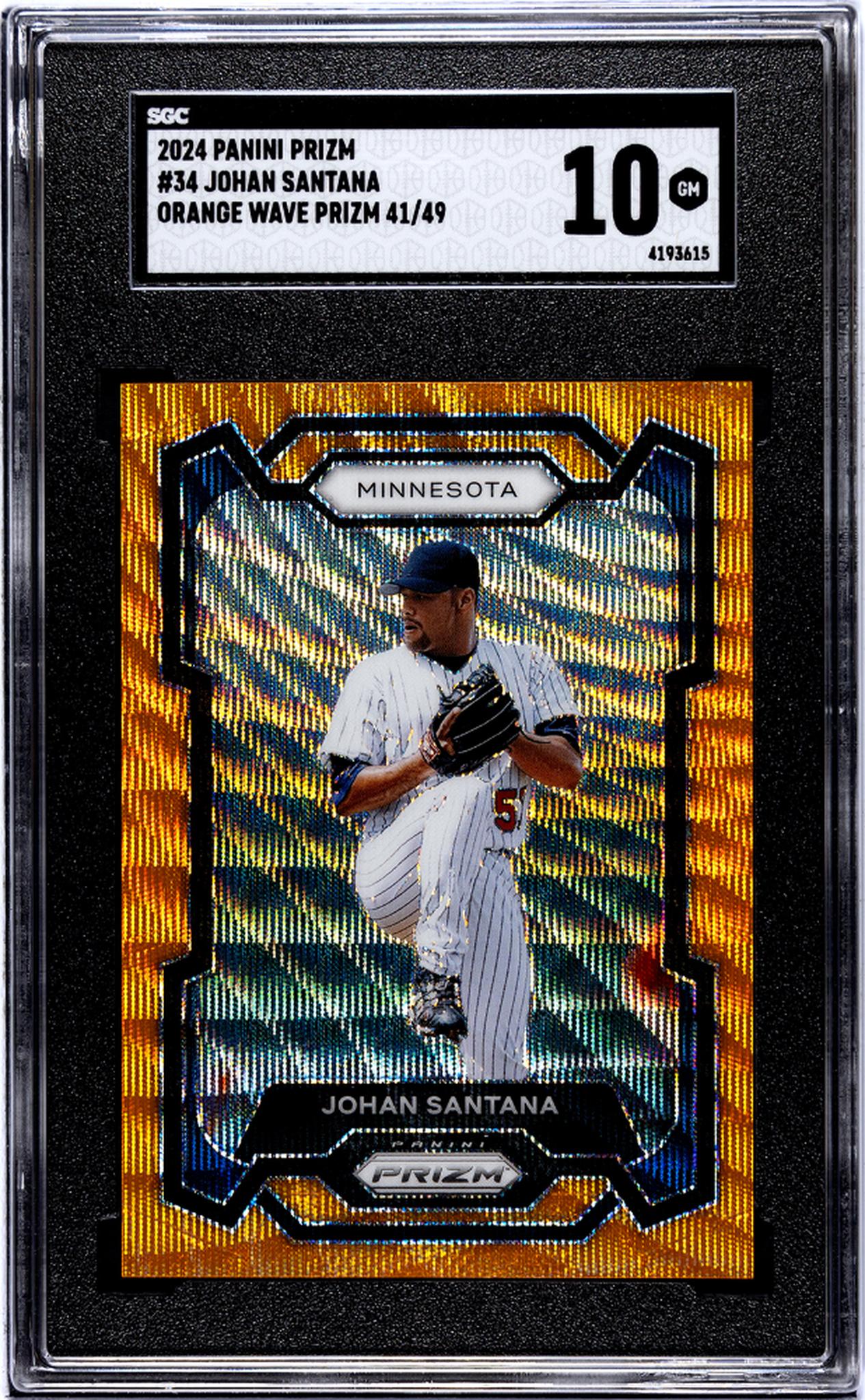 2024 Panini Prizm #34 Johan Santana Orange Wave Prizm 41/49 SGC 10