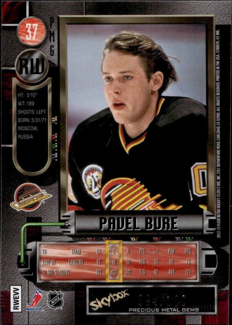 2012 Fleer Retro Metal Universe Precious Metal Gems Pavel Bure #37