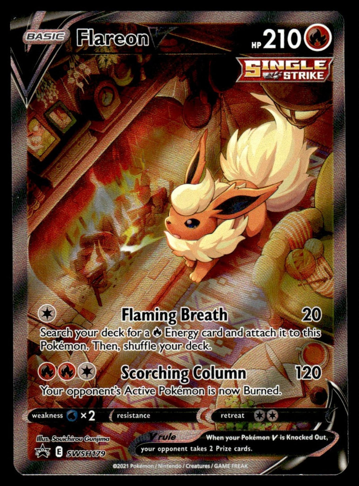 2021 Nintendo Pokemon #SWSH179 Flareon V Single Strike