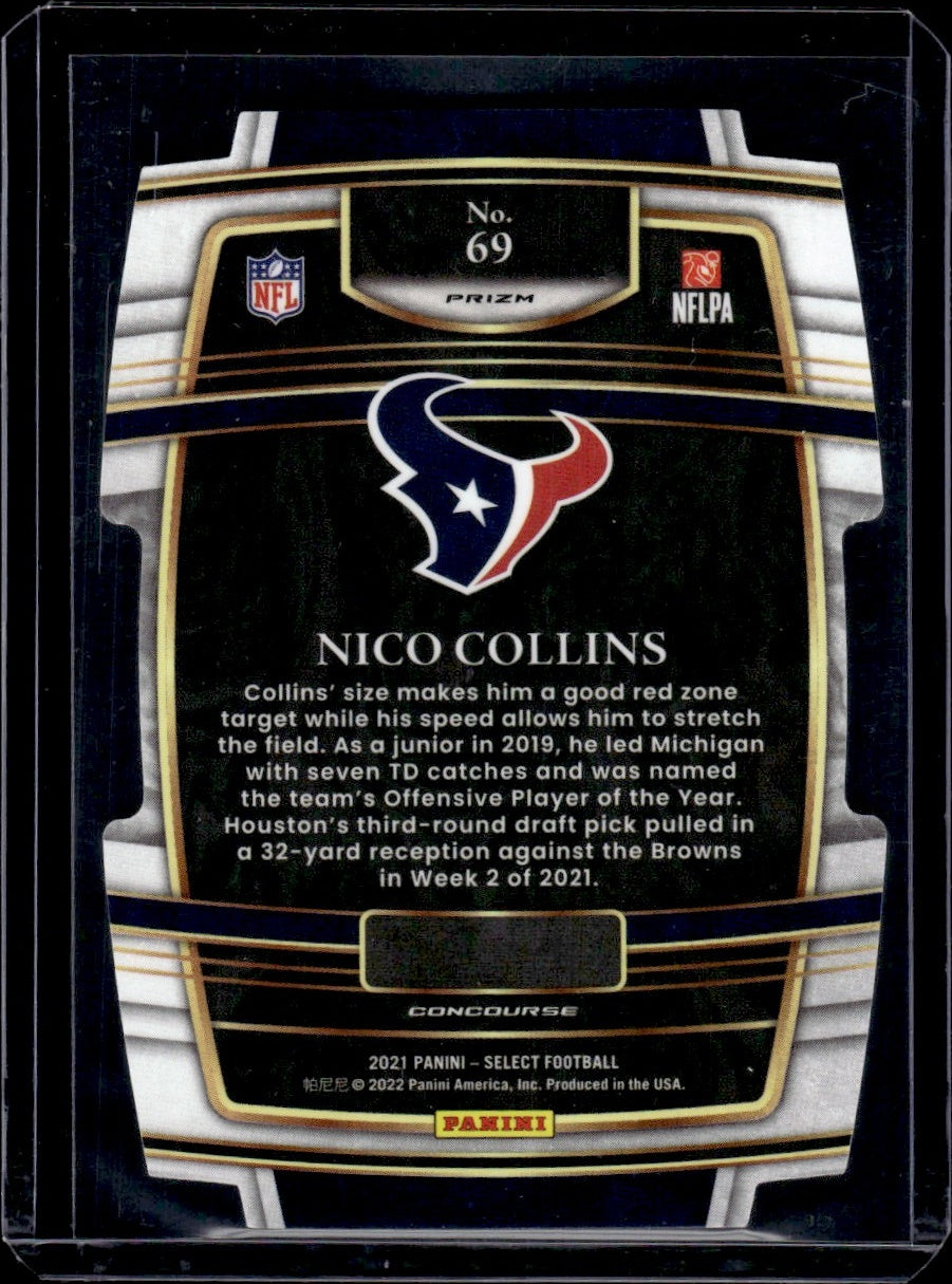 2021 Panini Select #69 Nico Collins Concourse Prizm Rookie Houston Texans