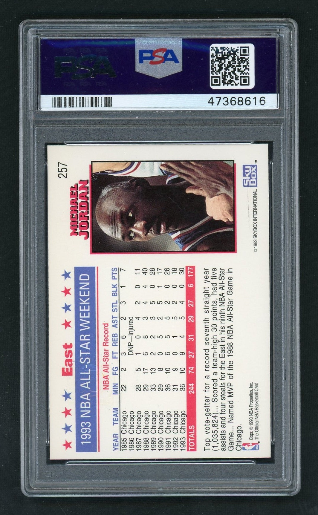 1993 Hoops All Star 5th Anniversary Gold Michael Jordan #257 PSA 9