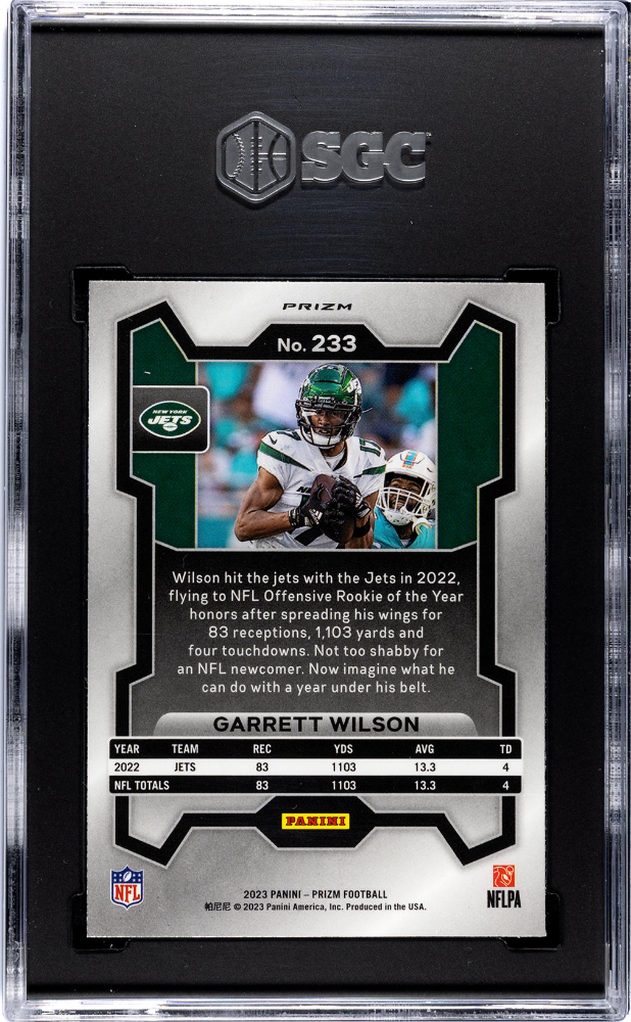2023 Prizm #233 Garrett Wilson Lazer Prizm SGC 10