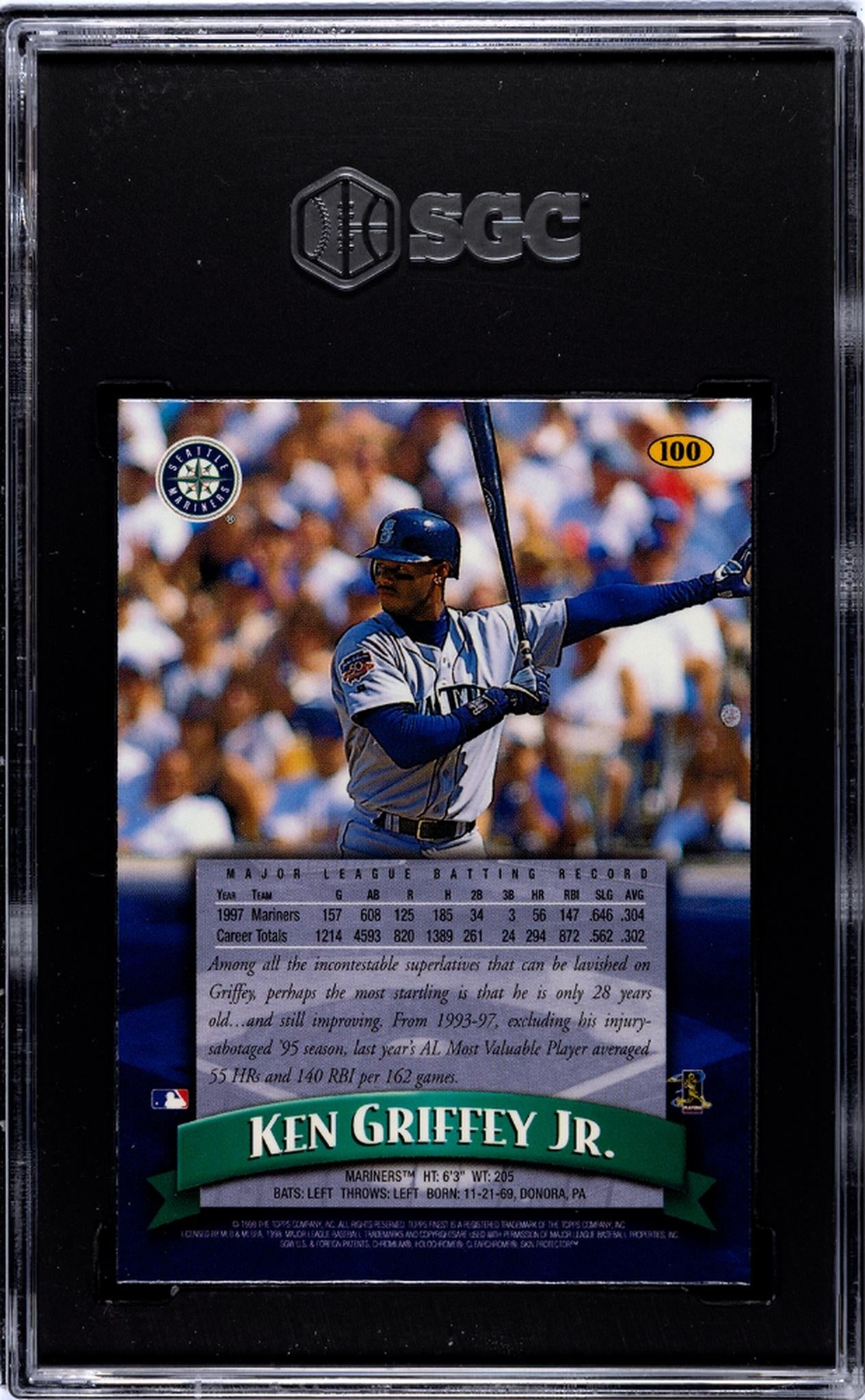 1998 Topps Finest #100 Ken Griffey Jr. SGC 8