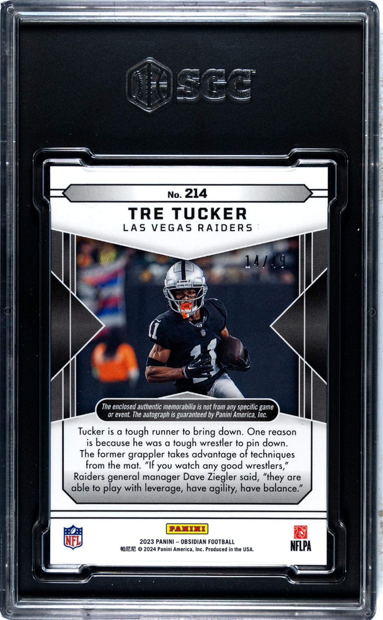 2023 Obsidian #214 Tre Tucker /49 SGC 9.5