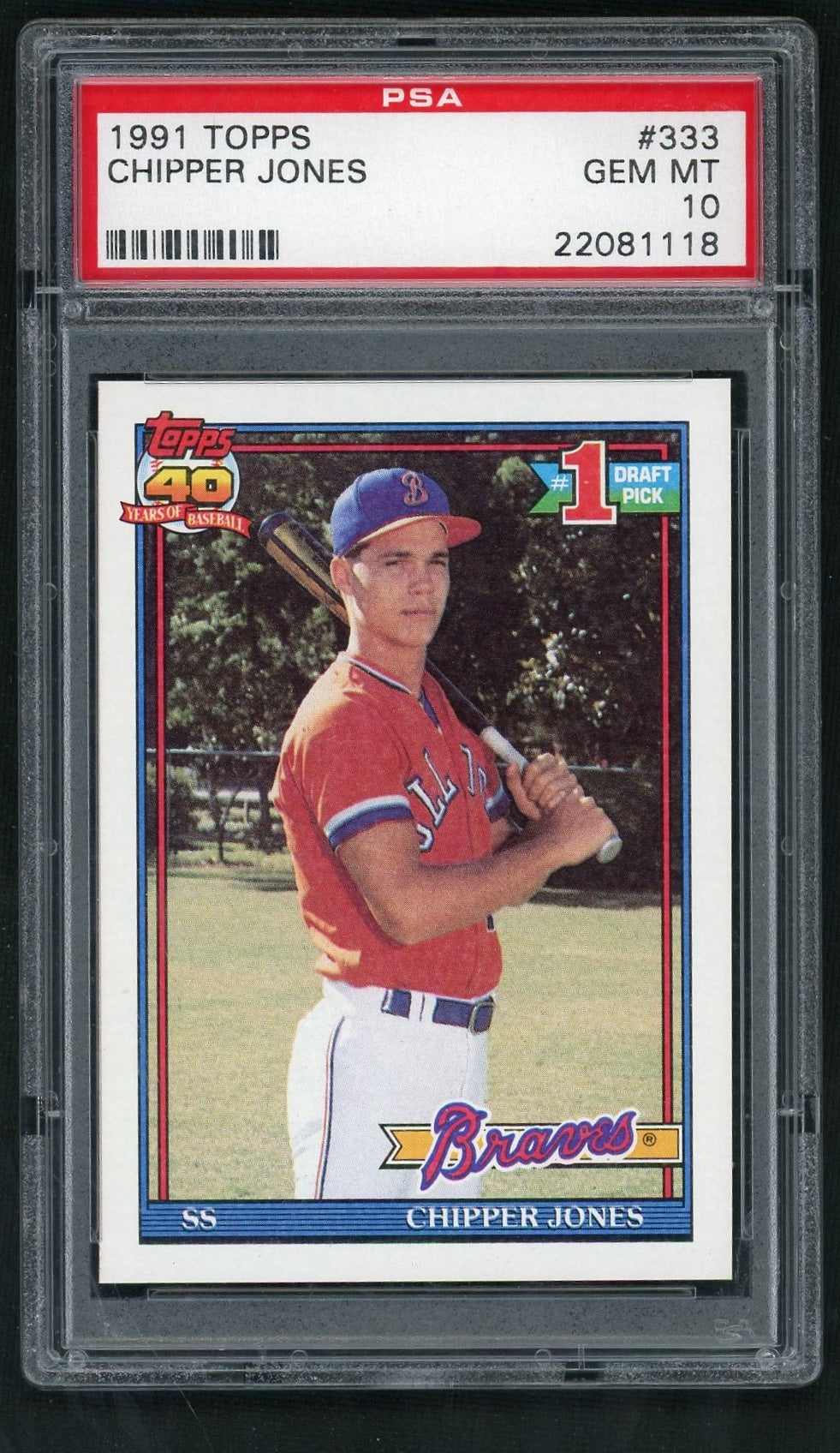 1991 Topps Chipper Jones #333 PSA 10