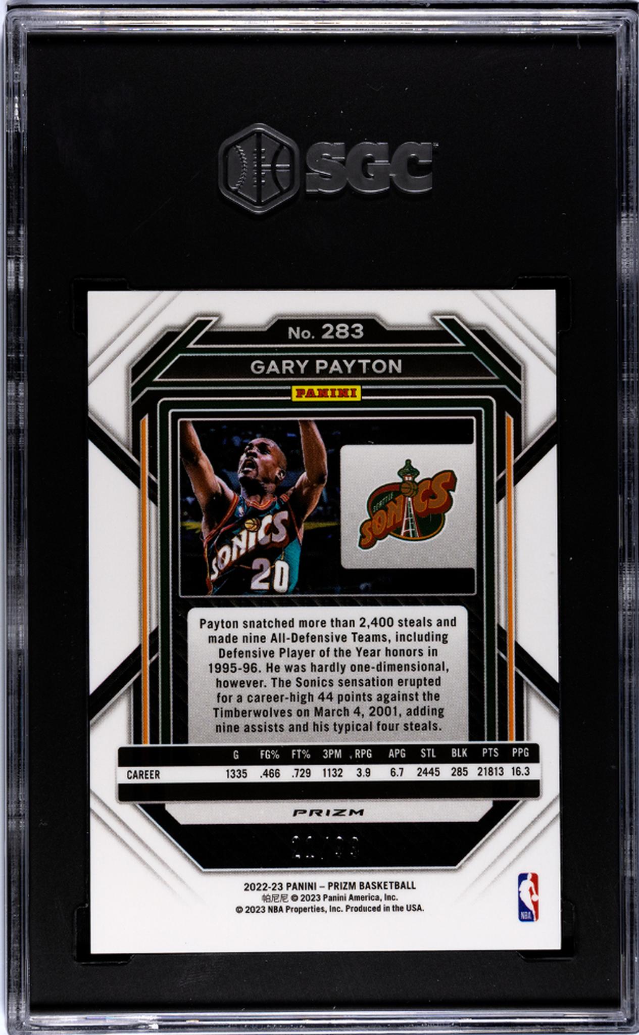 2022-23 Panini Prizm Purple Prizm Gary Payton #283 /99 SGC 9.5