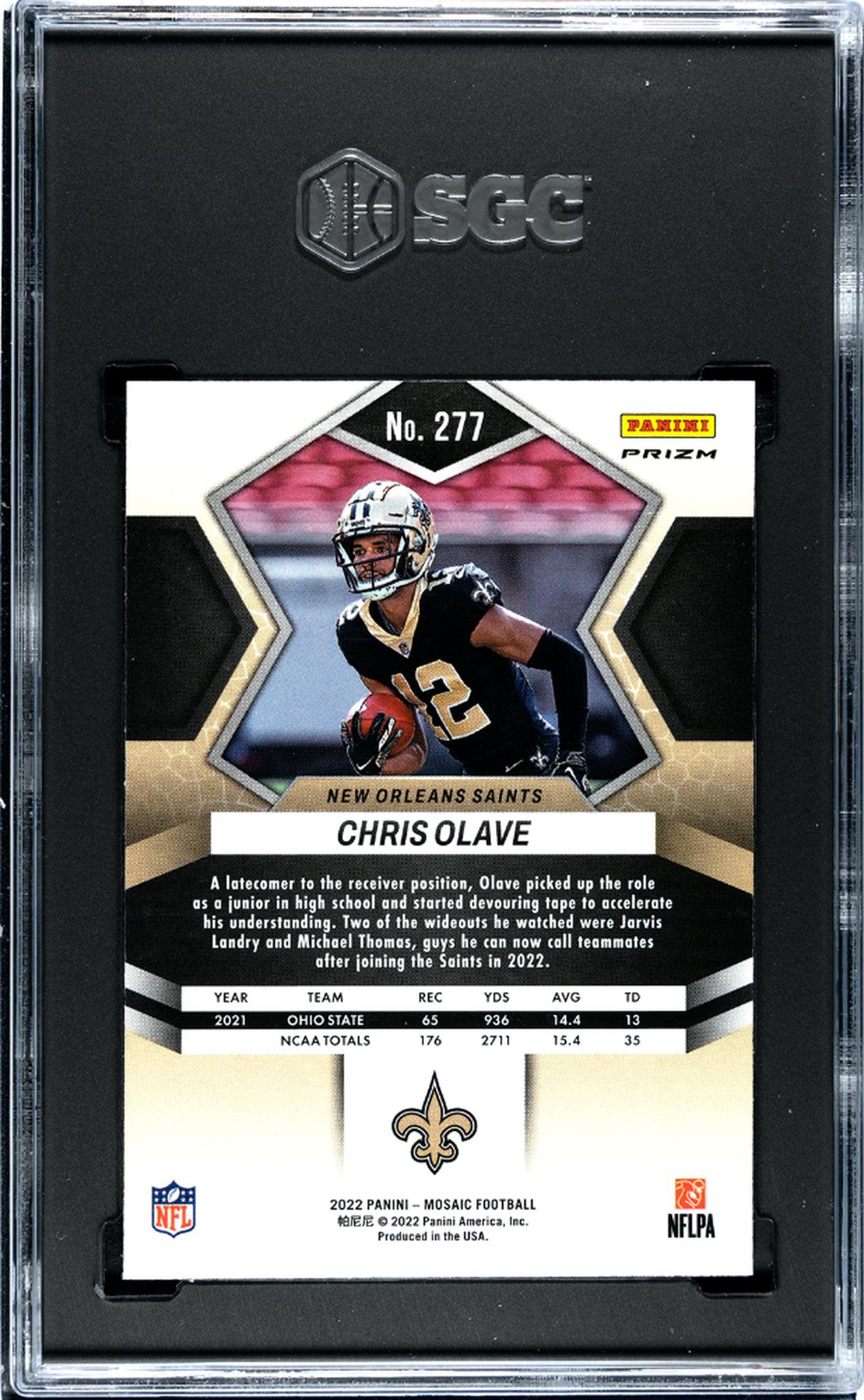 2022 Panini Mosaic #277 Chris Olave Pink Rookie SGC 9.5