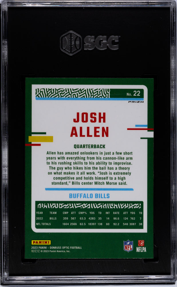 2023 Donruss Optic #22 Josh Allen Holo Prizm SGC 10