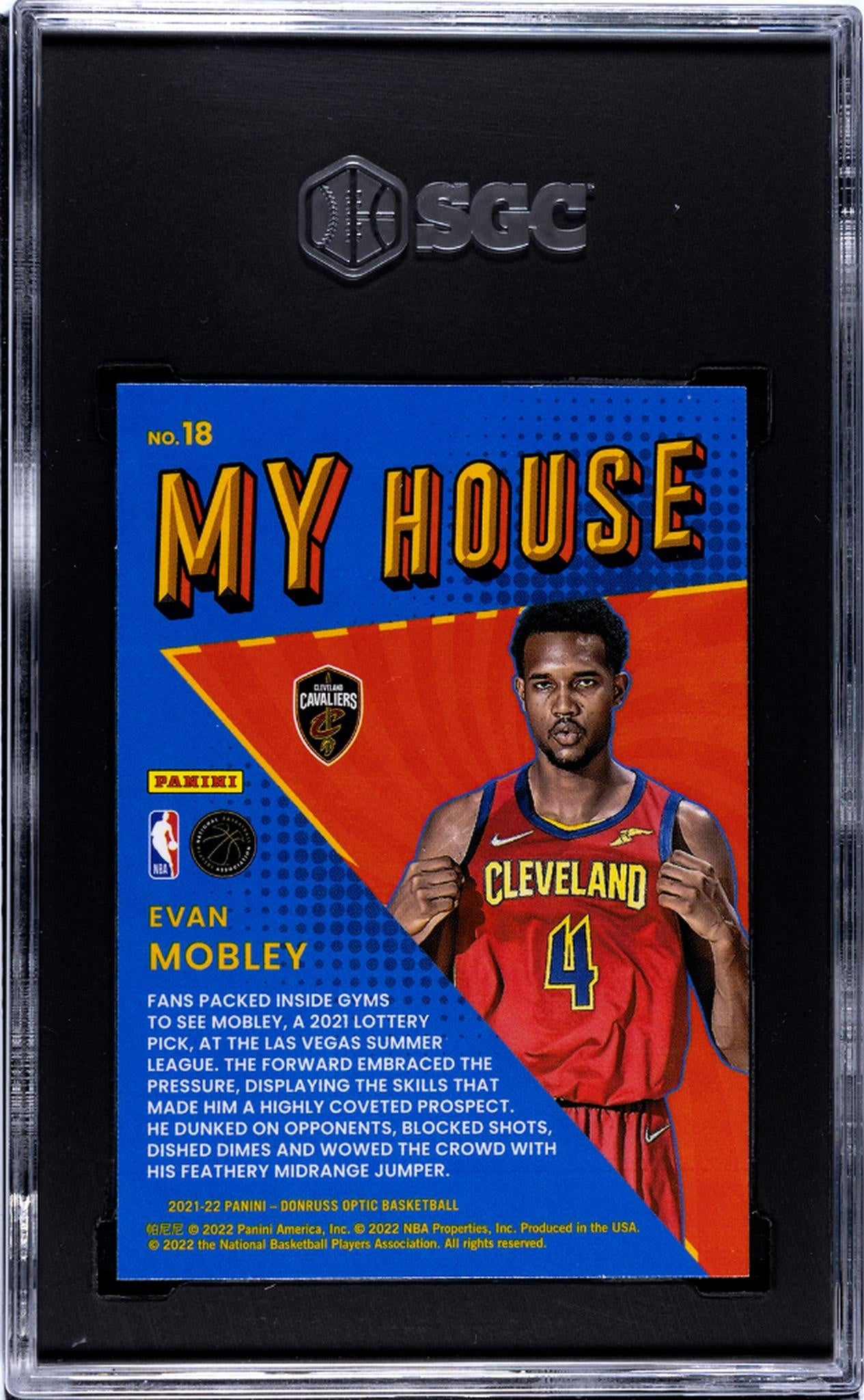 2021-22 Donruss Optic #18 Evan Mobley My House SGC 9.5