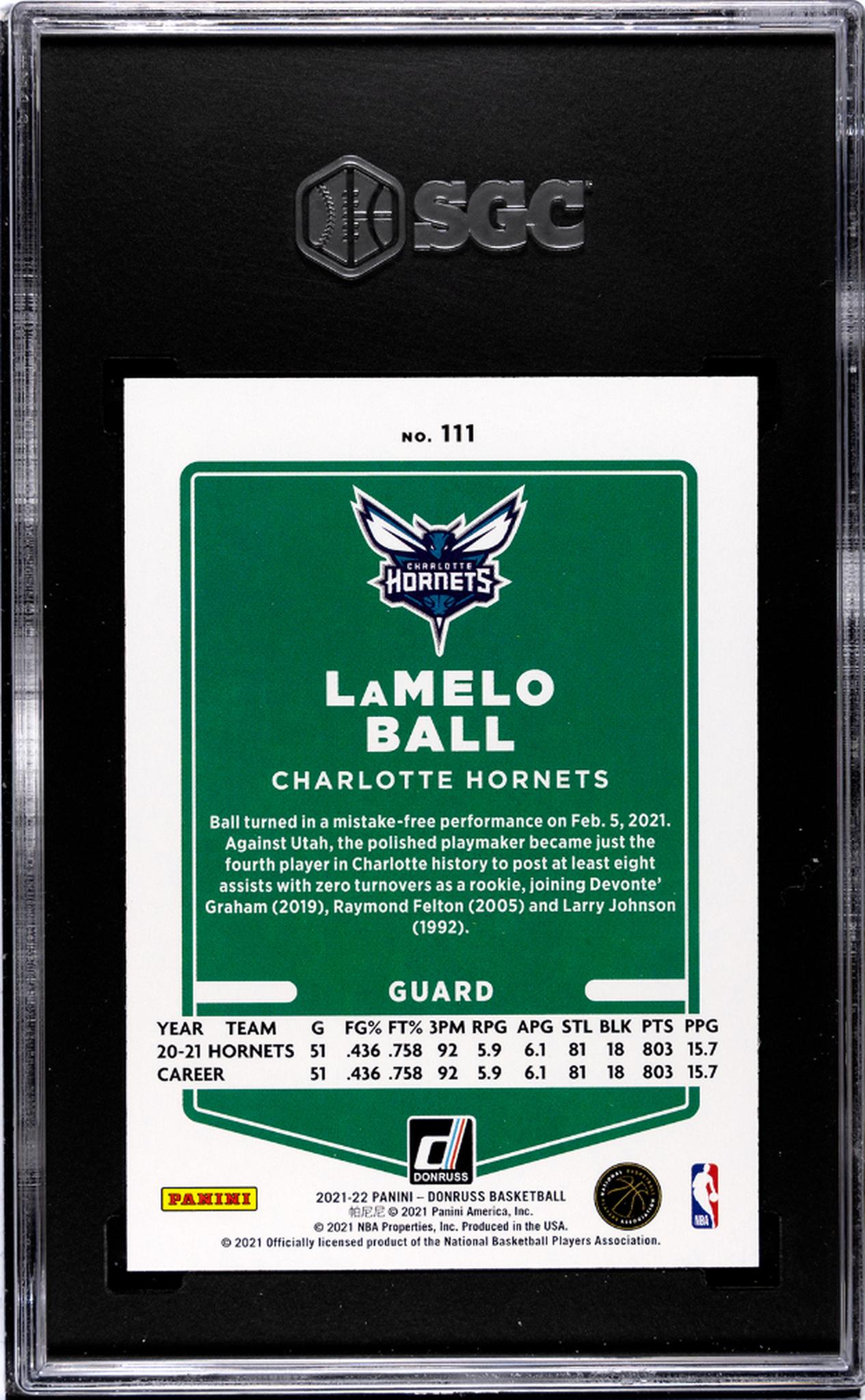 2021-22 Donruss #111 Lamelo Ball Pink Holo Laser SGC 9.5