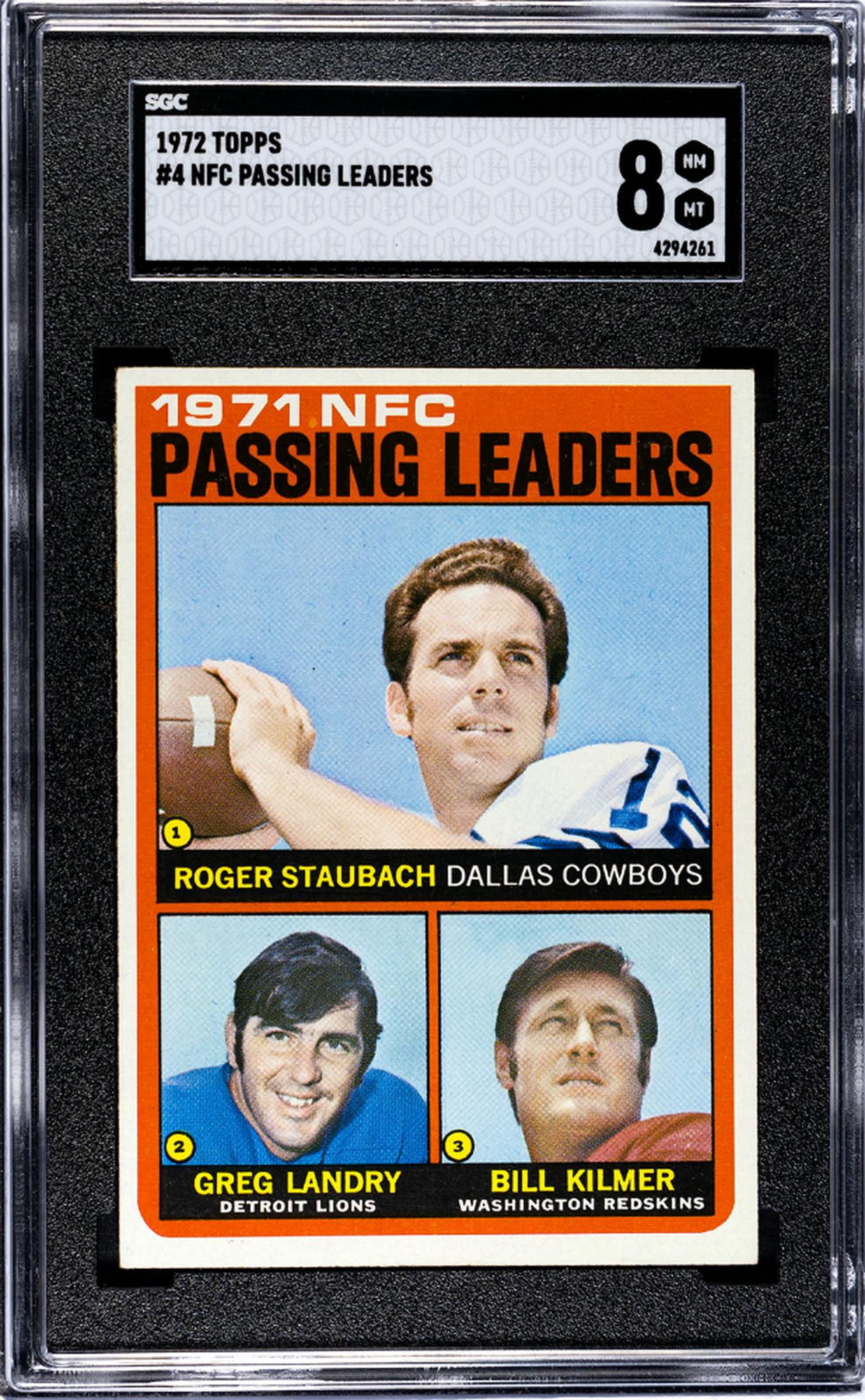 1972 Topps NFC Passing Leaders Roger Staubach #4 SGC 8