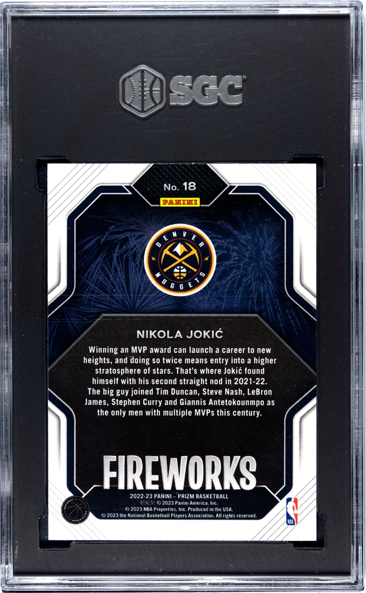 2022 Panini Prizm Fireworks Nikola Jokić #18 SGC 8