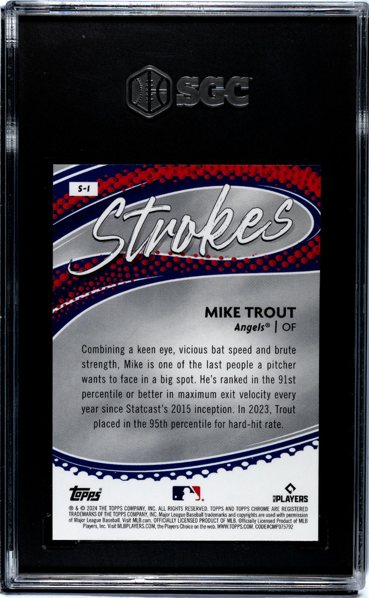 2024 Topps Chrome #S-1 Mike Trout Strokes SGC 9