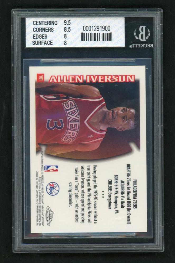 1996 Topps Chrome Youthquake Allen Iverson #YQ1 BGS 8