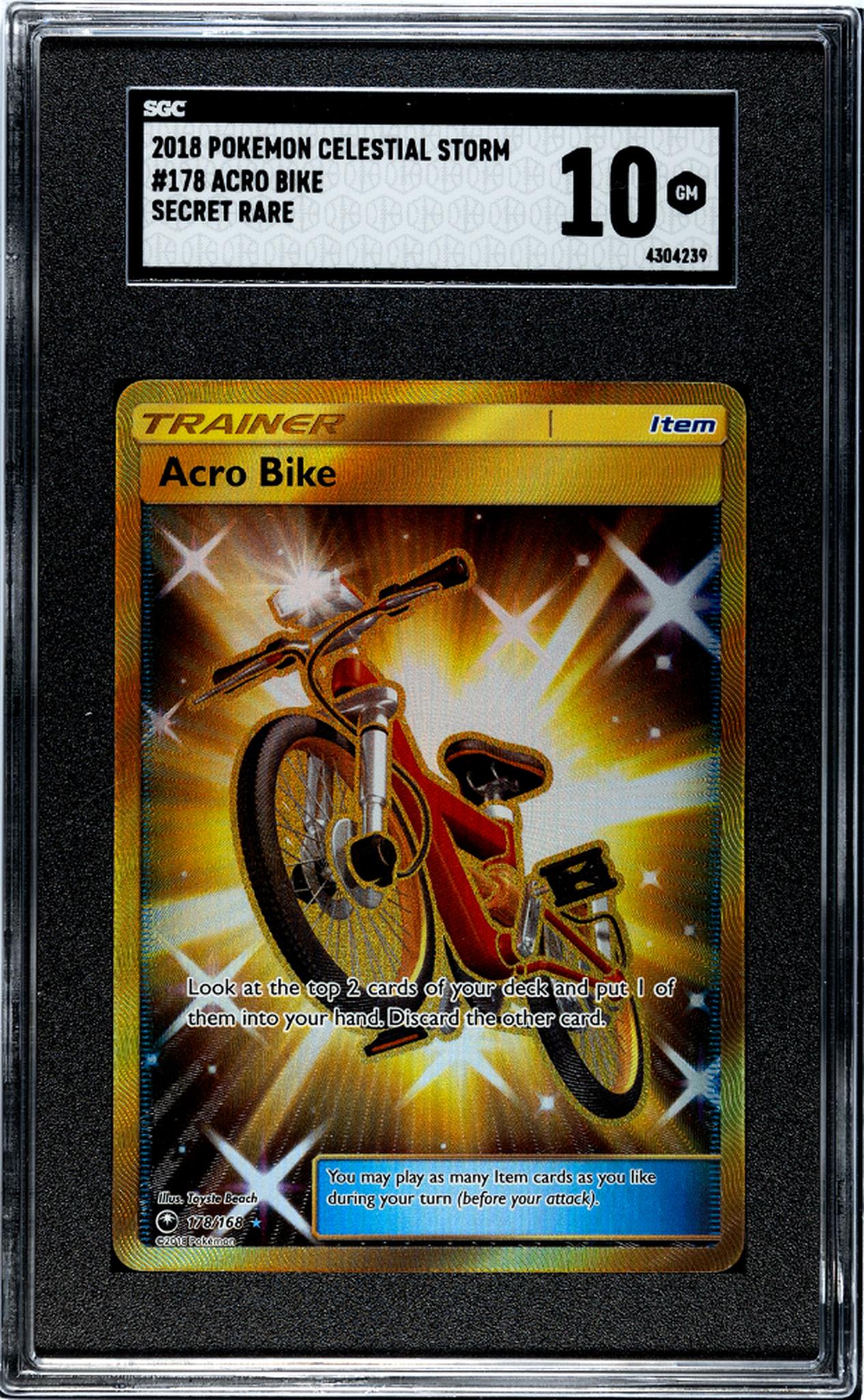 2018 Pokemon Celestial Storm #178 Acro Bike Secret Rare SGC 10