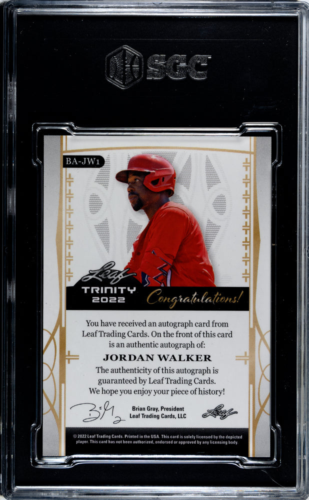 2022 Leaf Trinity #BA-JW1 Jordan Walker Auto. Silver Spectrum /10 SGC 9.5