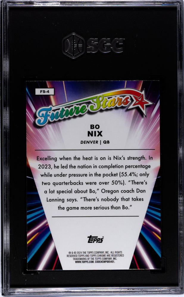 2024 Topps Chrome #FS-4 Bo Nix Future Stars SGC 9.5