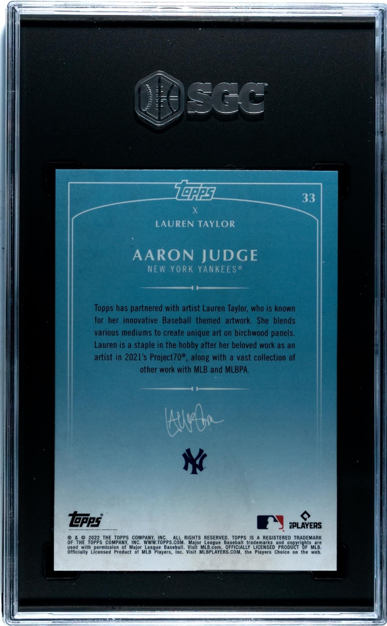 2022 Topps #33 Aaron Judge Lauren Taylor SGC 10