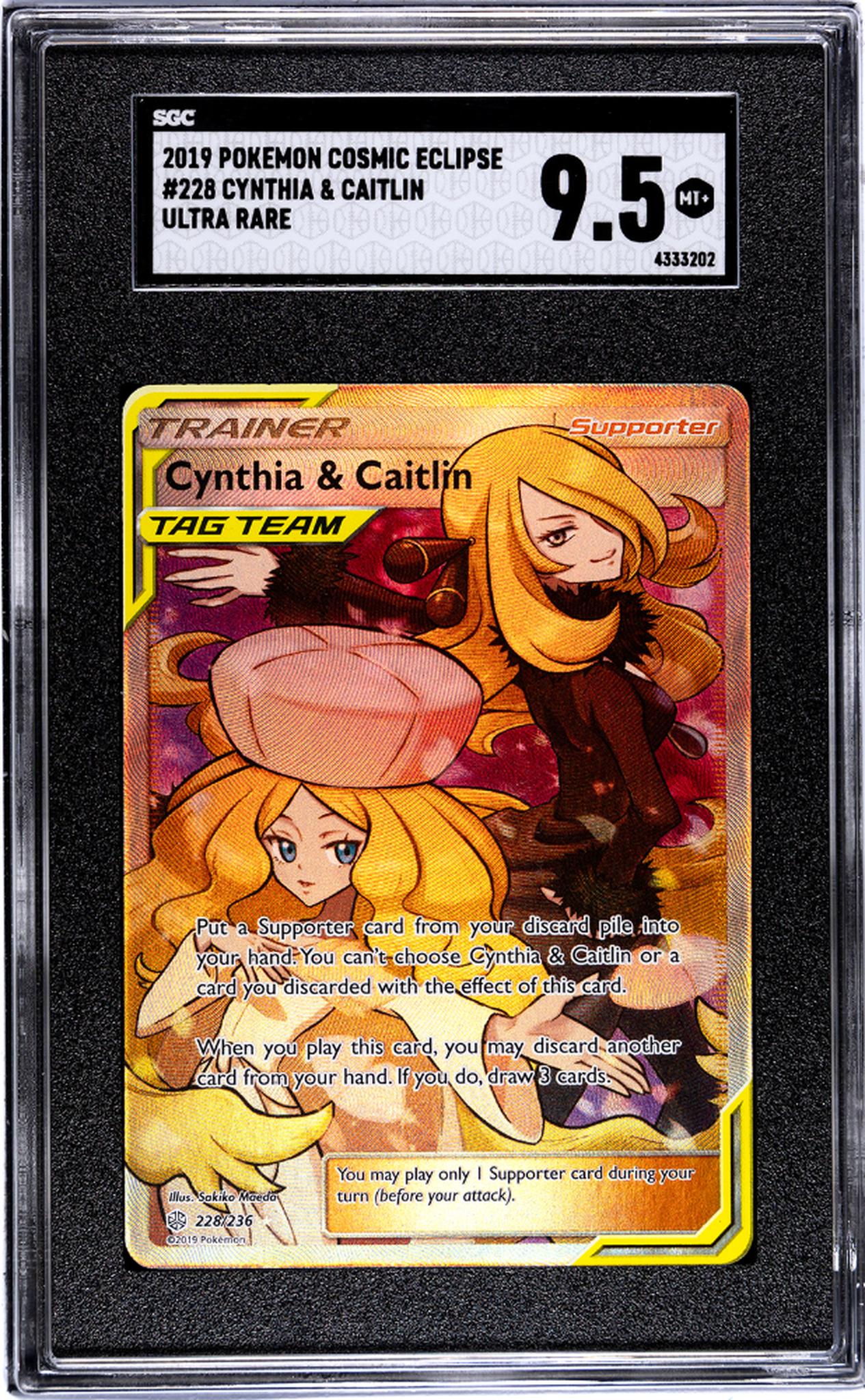 2019 Pokemon Cosmic Eclipse #228 Cynthia & Caitlin Ultra Rare SGC 9.5