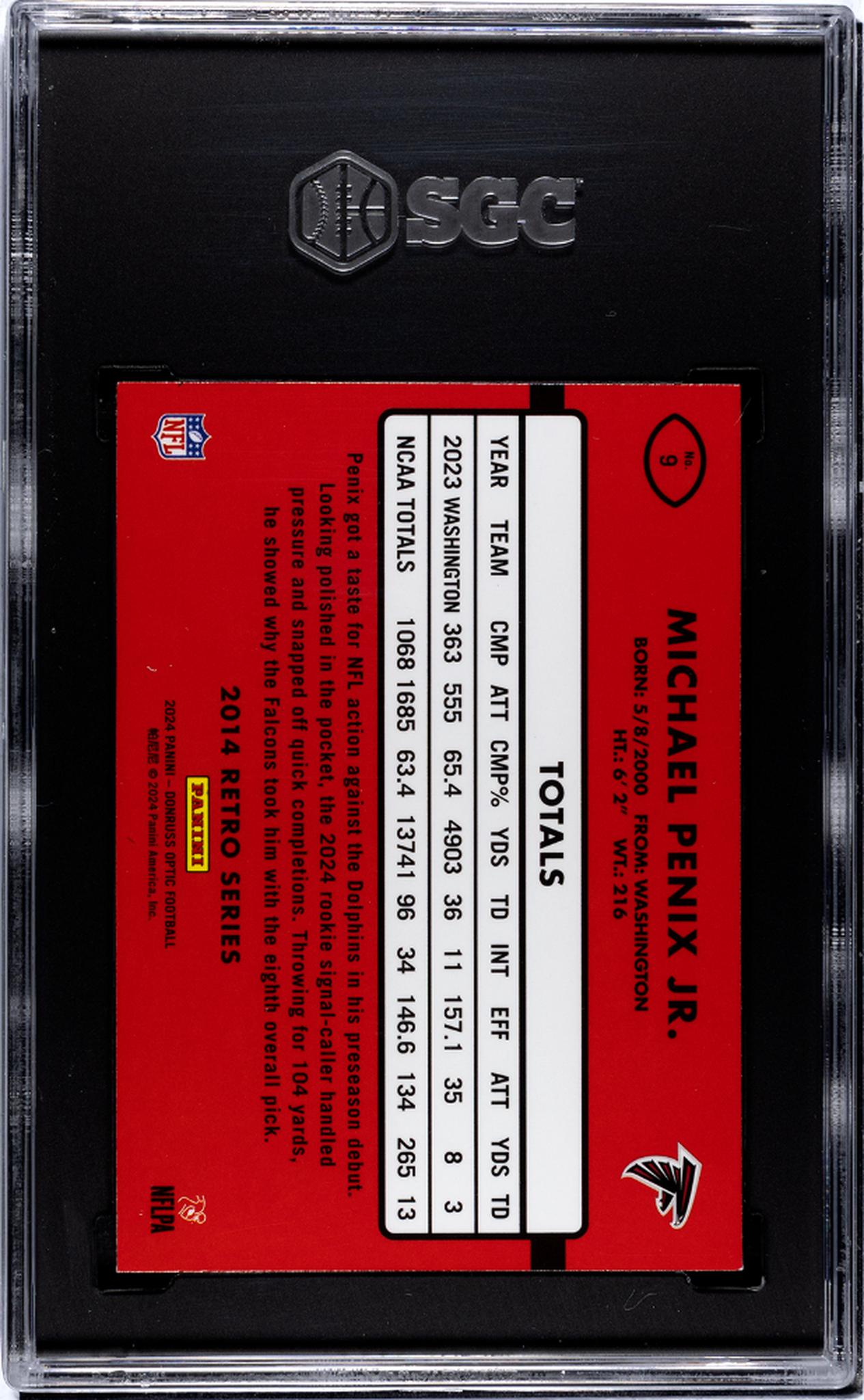 2024 Donruss Optic #9 Michael Penix Jr. '14 Retro Series SGC 9.5
