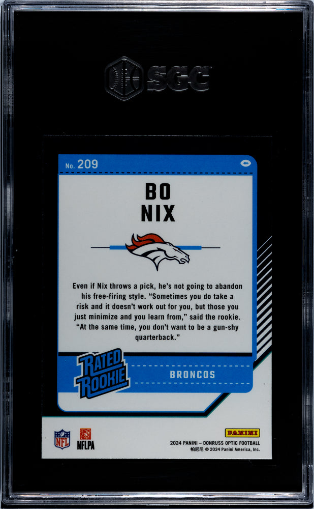 2024 Donruss Optic #209 Bo Nix SGC 9.5