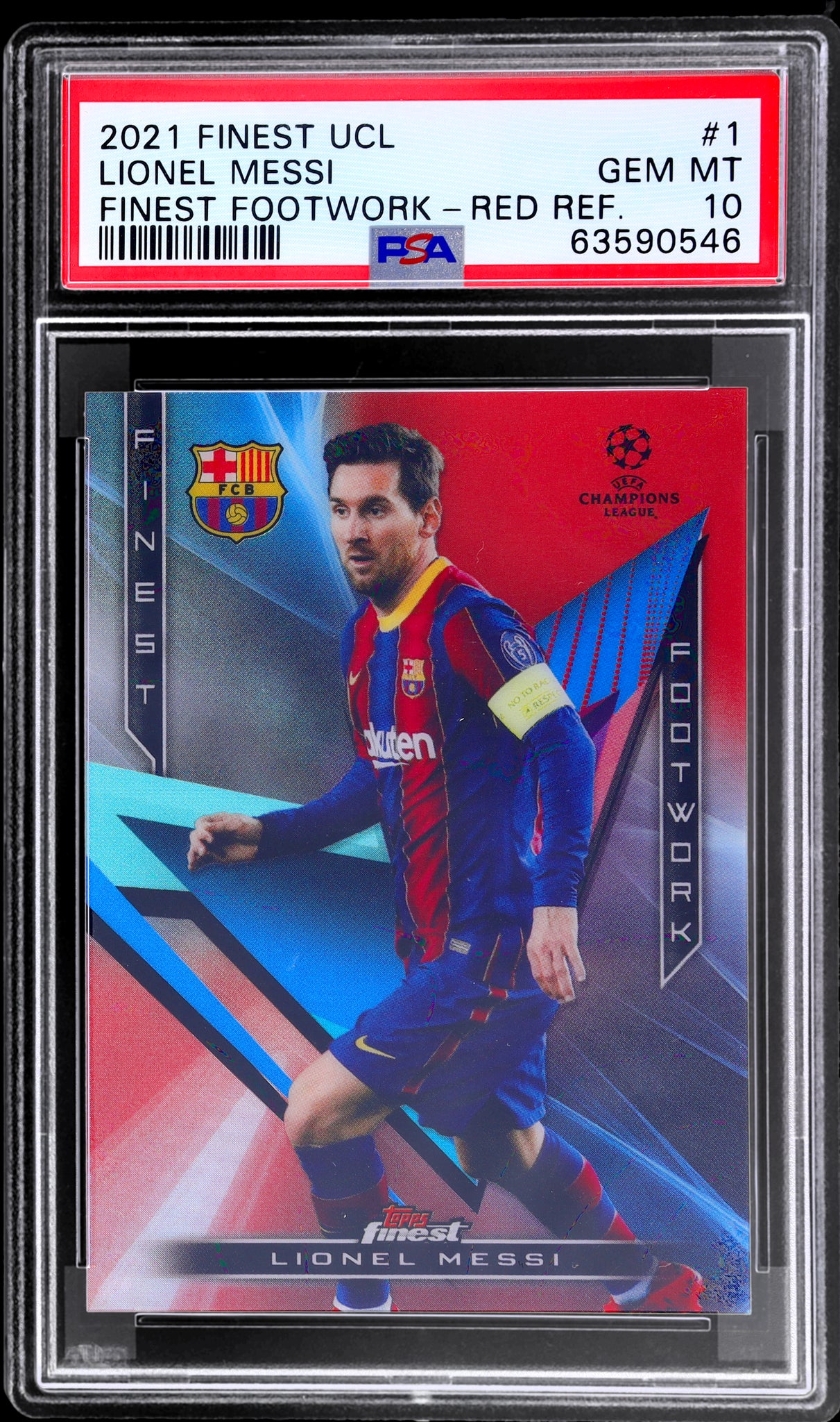 2020 Finest UEFA Champions League #FF1 Lionel Messi Footwork Red Refractor /5 PSA 10