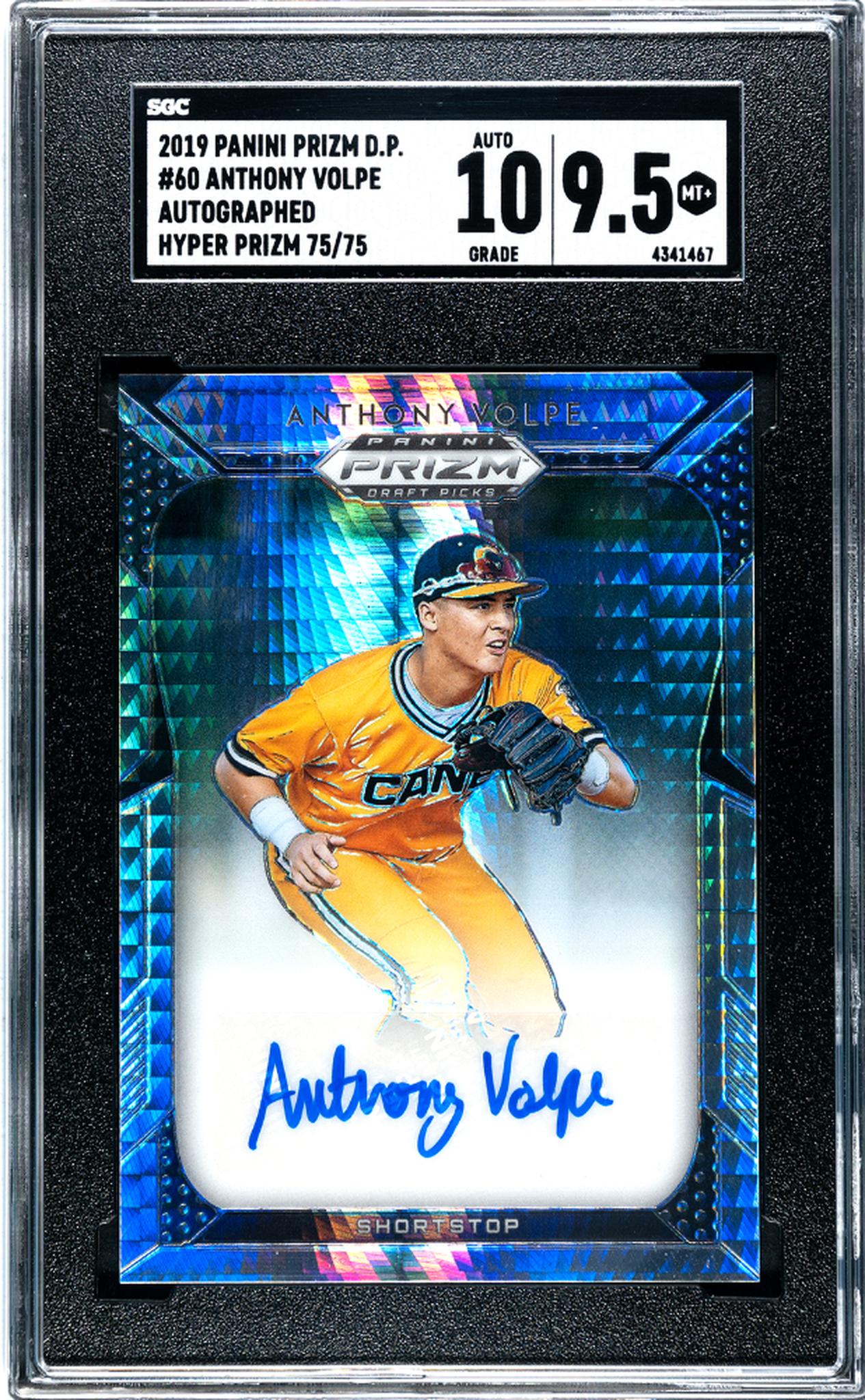 2019 Panini Prizm DP Hyper Prizm Anthony Volpe #60 Auto /75 SGC 9.5 Auto 10