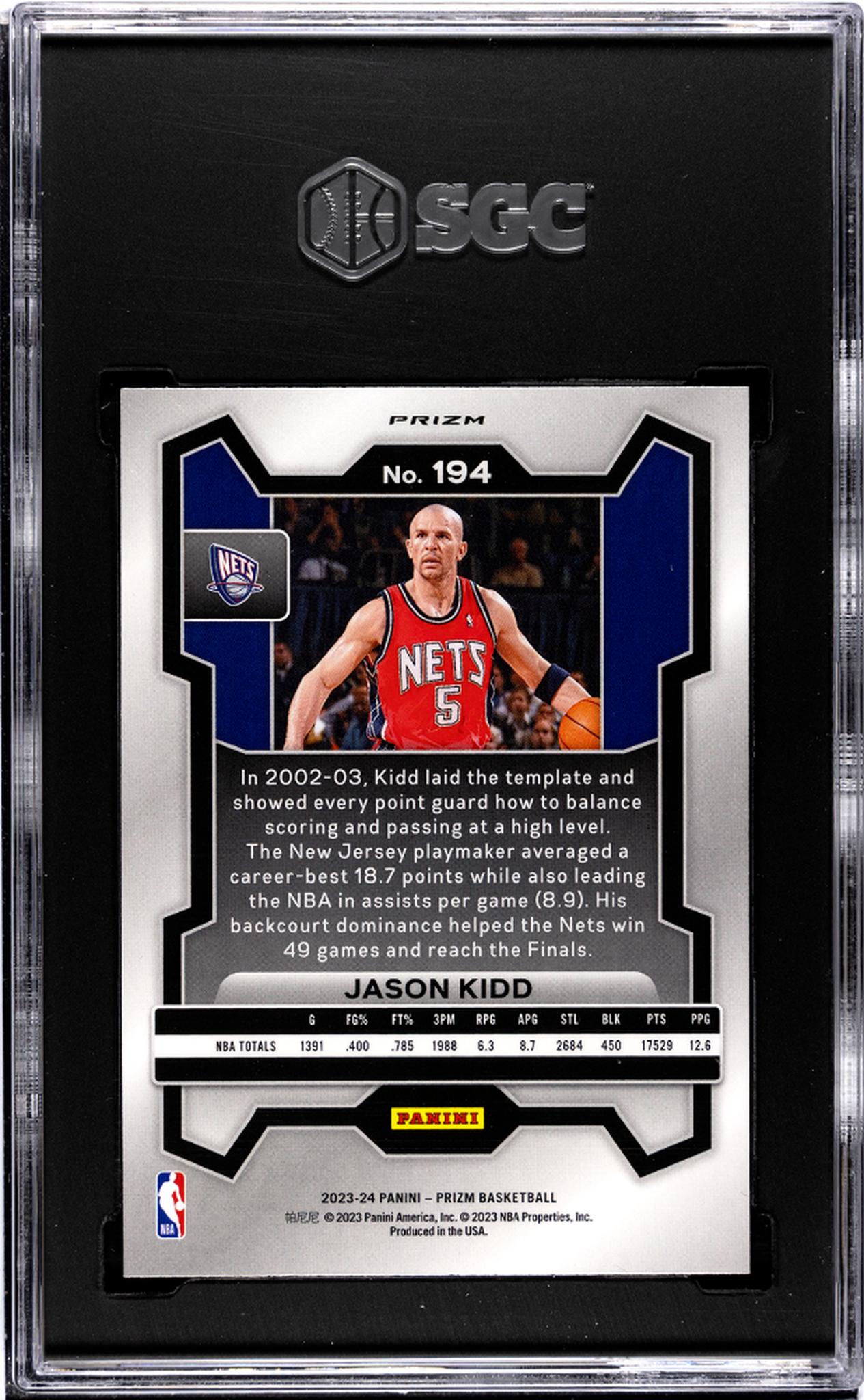 2023-24 Panini Prizm #194 Jason Kidd Ruby Wave Prizm SGC 10