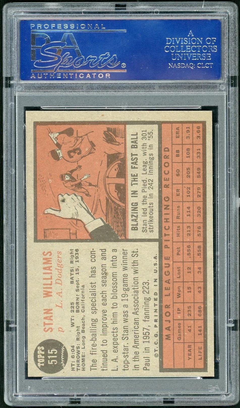 1962 Topps Stan Williams #515 PSA 8