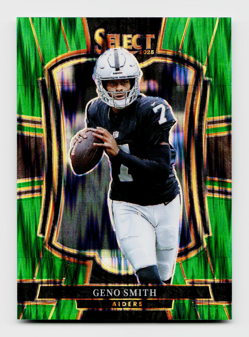 2025 Panini Select Geno Smith #105 Premier Level Green Shock SSP /5