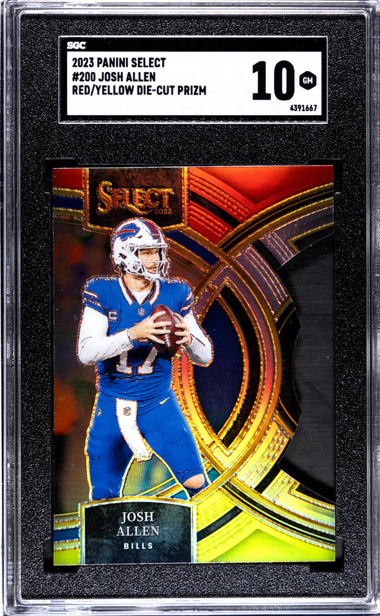 2023 Panini Select #200 Josh Allen Red/Yellow Die-Cut Prizm SGC 10