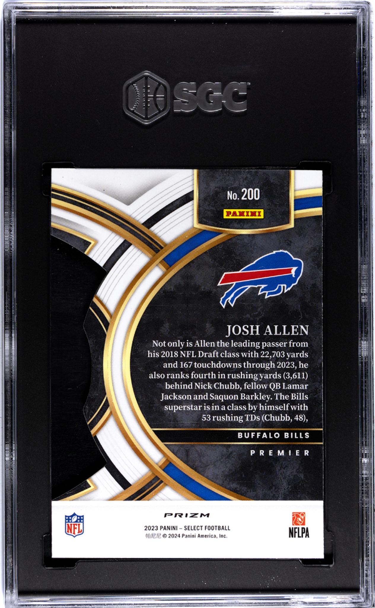 2023 Panini Select #200 Josh Allen Red/Yellow Die-Cut Prizm SGC 10