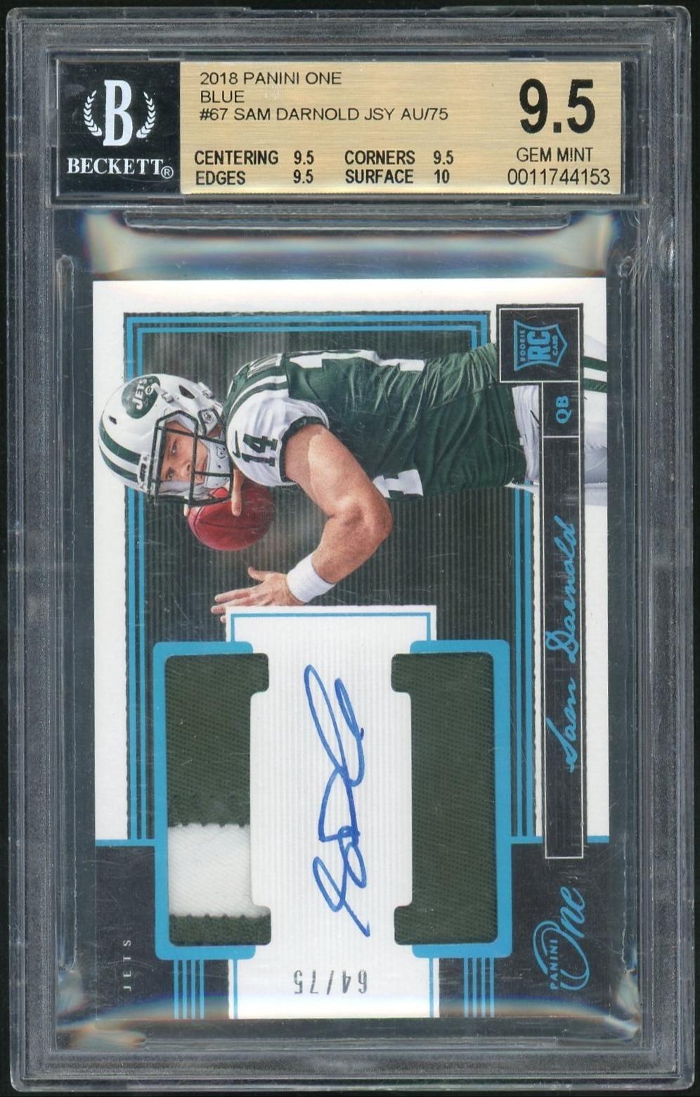 2018 Panini One Blue Sam Darnold #67 /75 BGS 9.5