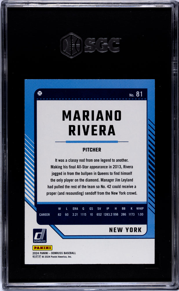 2024 Panini Donruss #81 Mariano Rivera Red   SGC 10