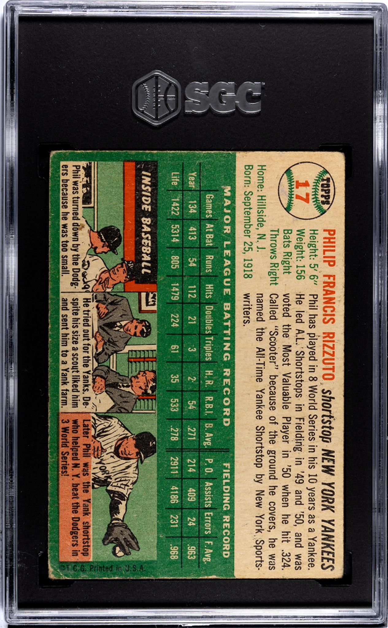 1954 Topps #17 Phil Rizzuto SGC 1.5