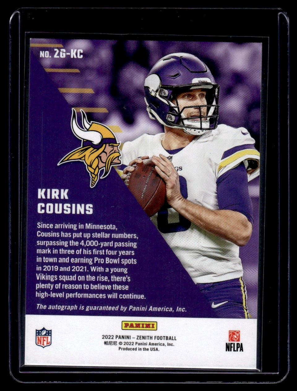 2022 Panini Zenith Z-Graphs Kirk Cousins #ZG-KC Auto
