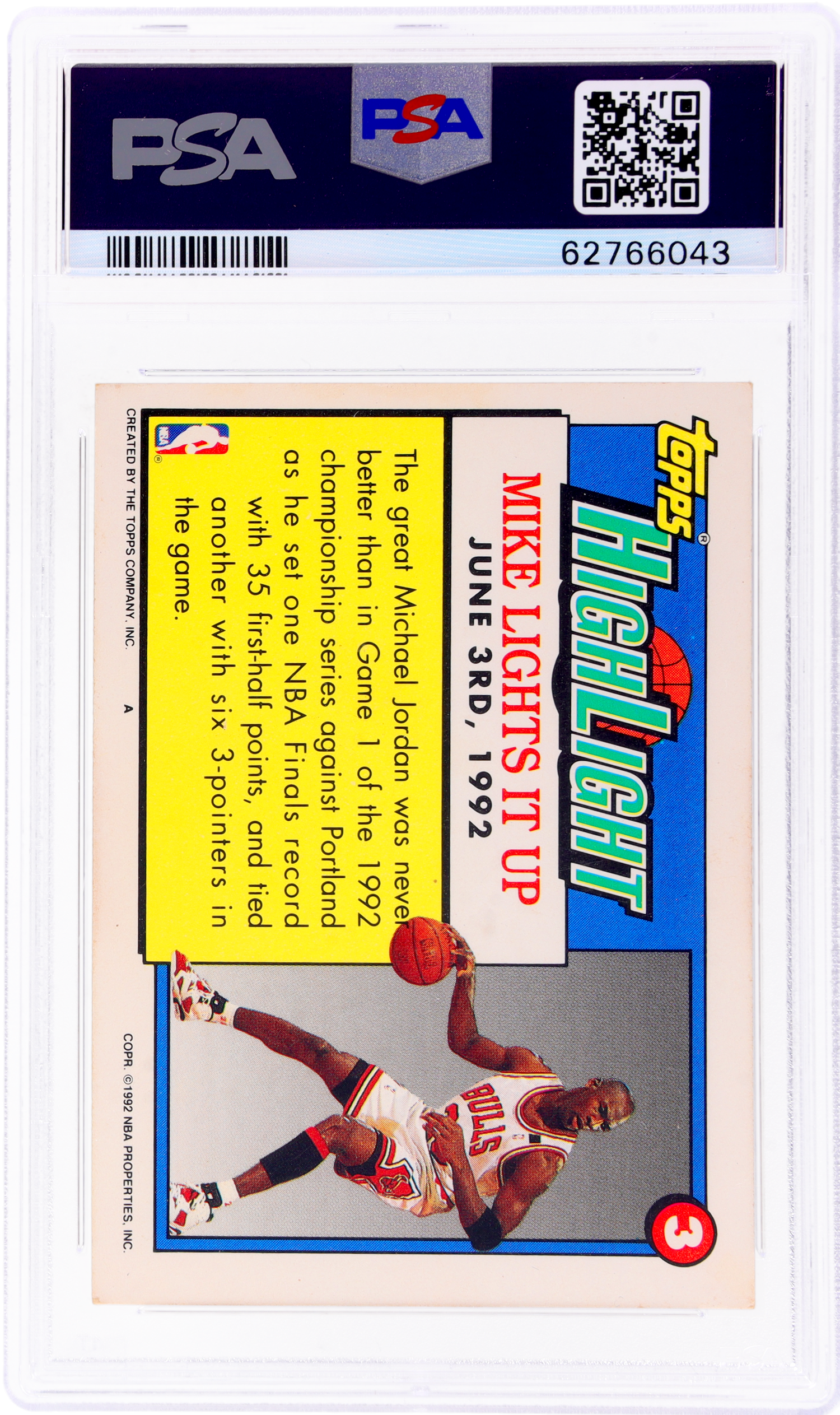 1992 Topps #3 Michael Jordan PSA 5