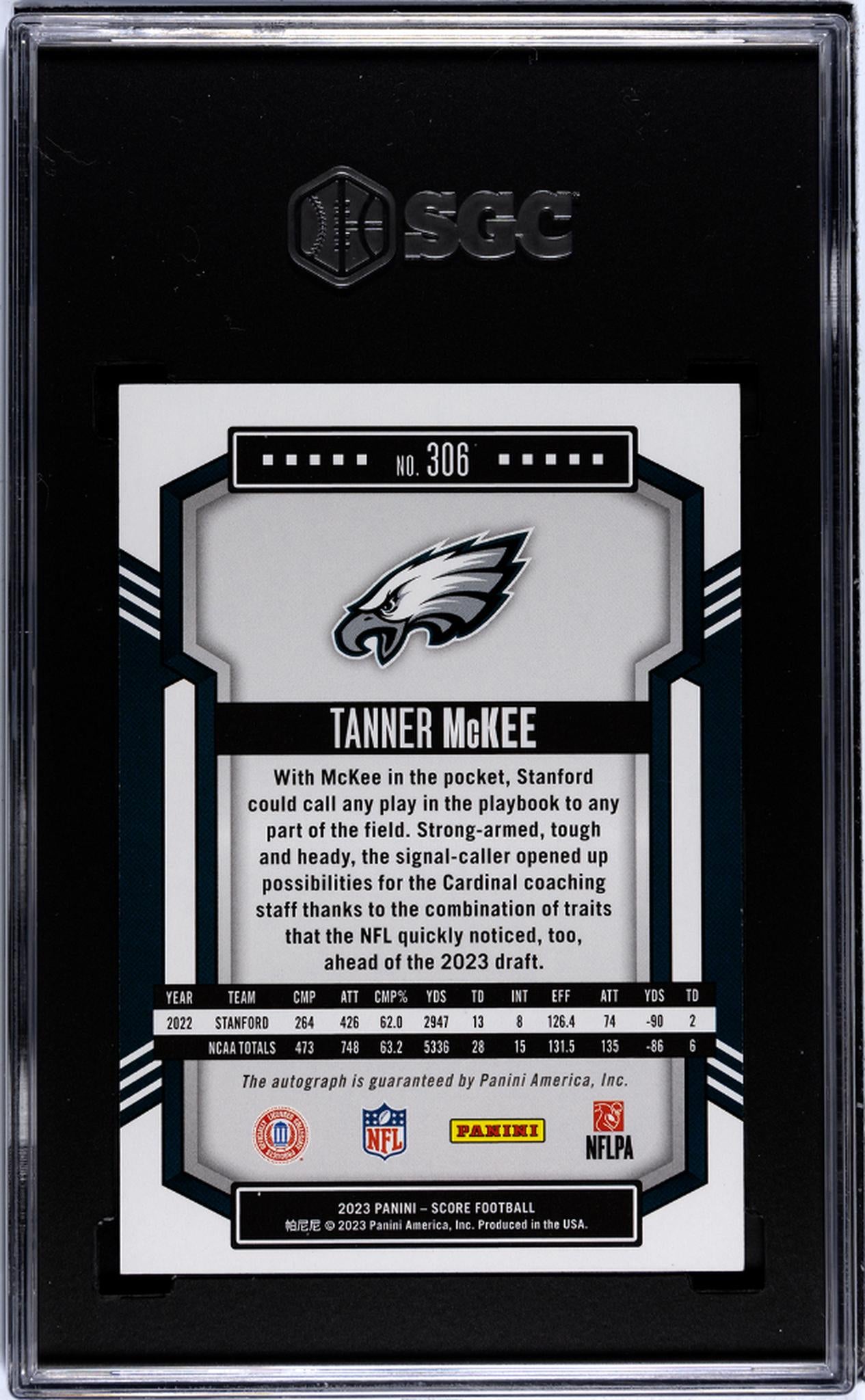 2023 Panini Score #306 Tanner Mckee Auto. SGC 9